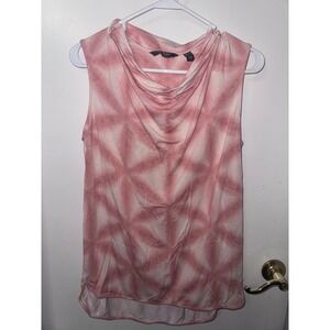 Lisa Rinna Collection Pink Tie Dye Cowl Neck Sleeveless Top XS High Low Hem